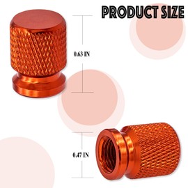 MEAJOO 4PCS Tire Valve Stem Caps, Anodized Aluminum Wheel Valve Covers Accessories, Corrosion Resistant Leak-Proof, Universal for Cars, SUVs, Bikes, Trucks and Motorcycles (Orange)