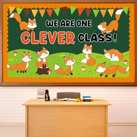 Woodland Fox Bulletin Board Set Welcome Back to School Bulletin Board Decorations Red Foxes Cutouts Classroom Decors for Office Home School Chalkboard Wall Door Woodland Animals Theme Party Supplies