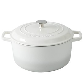 EDGING CASTING Enameled Cast Iron Dutch Oven Pot With Lid, Dutch Oven for Sourdough Bread Baking Round Pot Dule Handle, 6 Quart, White
