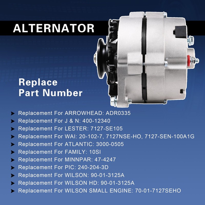 Alternator High Output 105Amp 1-Wire 10SI Self-Exciting Replacement For SBC