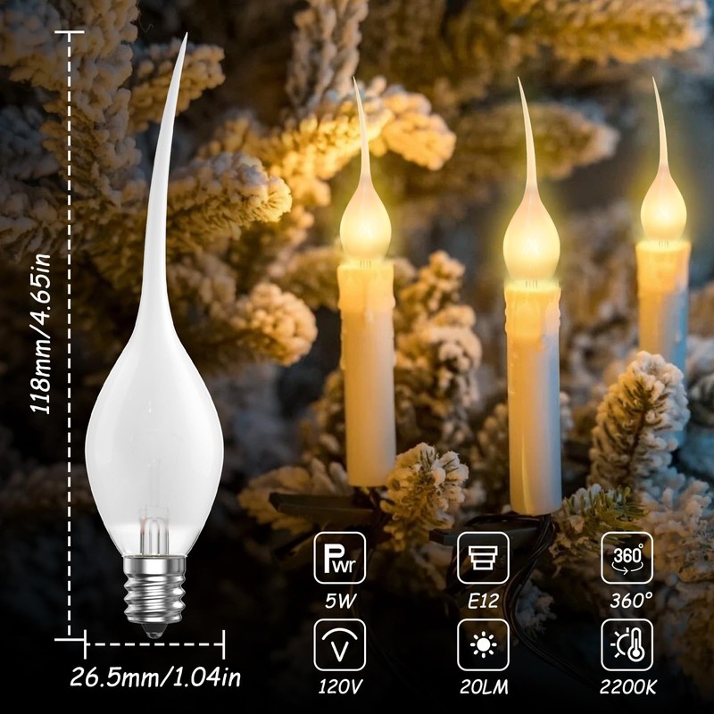 DoRight Silicone Dipped Candle Light Bulbs, 5 Watt Flame Light
