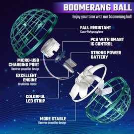 Sosuy 2025 Flying Orb Ball for Kids, Magical Hover Galaxy Cosmic Boomerang Space Floating Mini Hand Rotating Drone Stocking Stuffer Xmas Toys for Boys Girls Teen Age 6 7 8 9 10+ Green