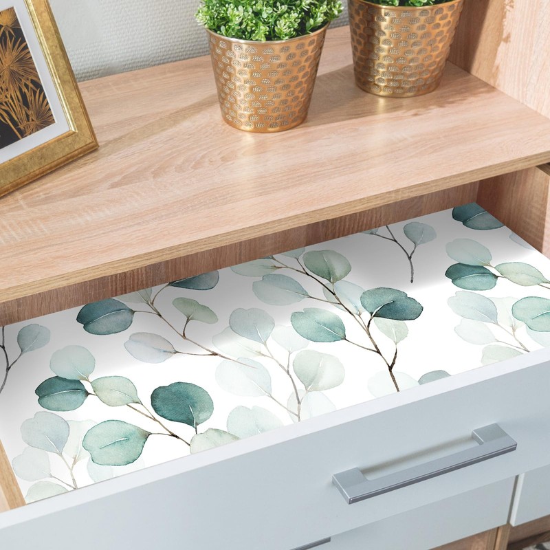 HAOKHOME Shelf Liner and Cabinet Liner Boho Leaf, Self-Adhesive Drawer