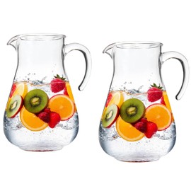Lily's Home Set of 2 Break Resistant Plastic Pitcher, the Large Capacity Makes it Excellent for Parties, Both Indoor and Outdoor, Made in Taiwan (98 Ounces)