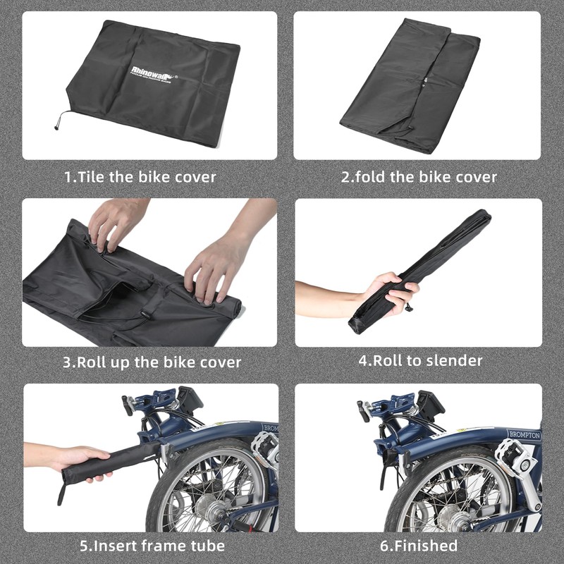 Rhinowalk Dust Cover for BROMPTON Folding Bike -Lightweight, Frame Hidden,