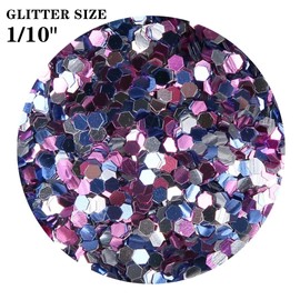 TORC Purple Blue Silver Chunky Glitter 4 OZ Glitter for Crafts Resin Cosmetic Nail Art Decoration 1/10 2.5 mm