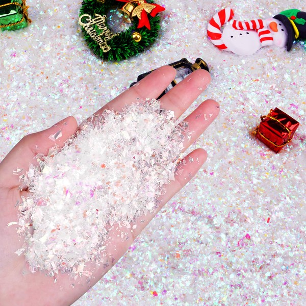Qumenan 7 Ounces Christmas Iridescent Snowflake Glitter Fake Snow Confetti