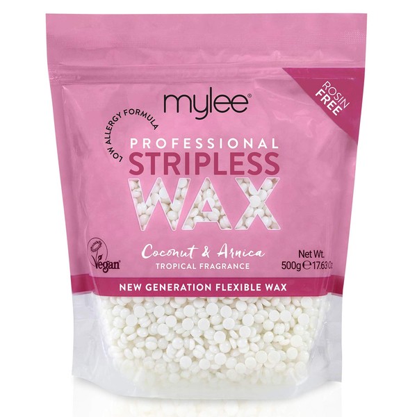 Mylee Professional Hard Wax Beads 500g, Stripless Wax Depilatory Waxing Pellets Solid Film Beans No Strip Needed, Painless Gentle Hair Removal of Full Body, Face & Bikini Line (Coconut & Arnica)