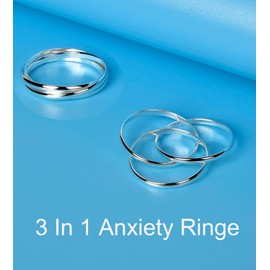 SILBERTALE 925 Sterling Silver Triple Interlocked Spinner Rings for Women 3 Rings Stacked Band Rings Wrap Band Ring for Men