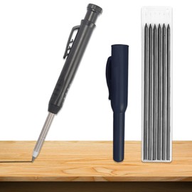 Cozevdnt Mechanical Carpenter's Pencils with 6 Leads, Deep Hole Marker Set 6 Leads + Sharpener + Writing Handle, Professional Deep Hole Marker Including Construction Site, Drill Hole Marker, Marking