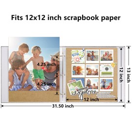 Vienrose Scrapbook Photo Album 12x12 Inch 3 Ring Binder, Linen Cover Large DIY Scrapbooks with 30 Sheets Plastic Sleeves 60 Pages Blank Khaki Inner Pages for Wedding Birthday Travel Baby Photos Grey