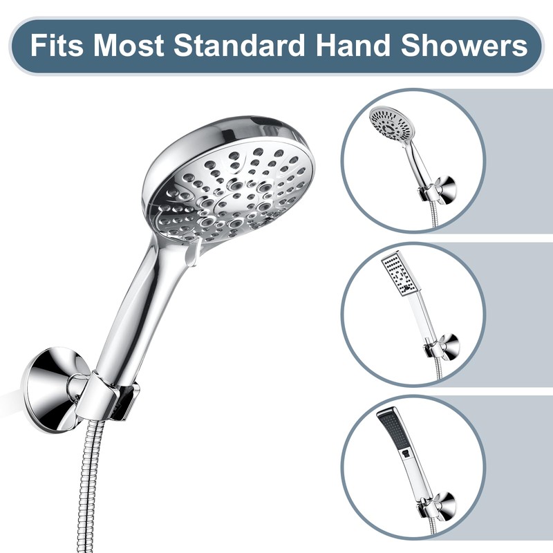 BRIGHT SHOWERS Strong Adhesive Shower Head Holder with Dual Angle