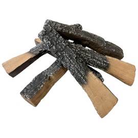 MrGas Log Gas Fireplace Logs, 6 Pack Ceramic Fireplace Logs, Faux Fireplace Logs for Fireplace Decorative, Fake Fireplace Logs Indoor or Outdoor Fireplaces and Fire Pits