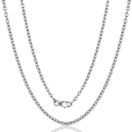 SanThree Solid Titanium Round O Chain Necklace for Men & Women, 3mm Durable Skin Friendly Pure Titanium Clasp Link Chain Unisex Gift, 21.65 Inches