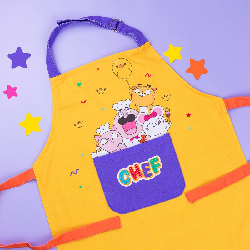 Chefclub Unisex Children's Cotton Apron, Yellow, One Size, yellow