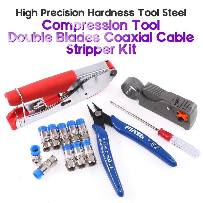 Swpeet 14Pcs Coax Cable Crimper Wire Stripper Tool Kit, RG59