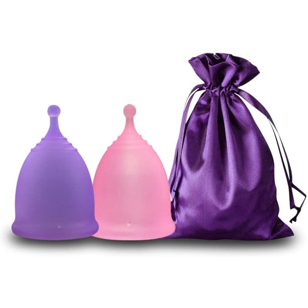 EcoBlossom Menstrual Cups - Set of 2 Reusable Period Cups - Premium Design with Soft, Flexible, Medical-Grade Silicone + 1 Storage Bag (2 Small Cups)