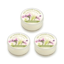 One Fur All Pet House Mini Candle - Lemongrass 3 Pack - Pet Odor Eliminator Mini Candle - Natural Wax Candle - Mini Candle Set - Pet-Friendly Non-Toxic Scented Candle