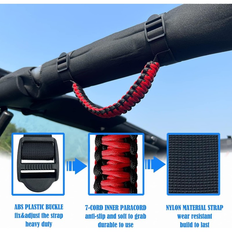 ROMASO Roll Bar Grab Handles for Jeep Wrangler YJ TJ