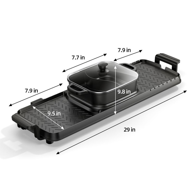 AORAN Smokeless Electric Hot Pot & Grill Combo, Large 9.5"x29"