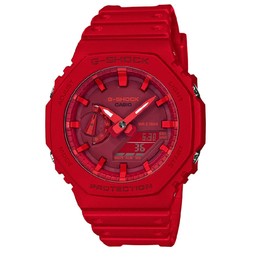 CASIO Men's G-Shock Duo Slim Analog-Digital Watch, Red Face, Red Band