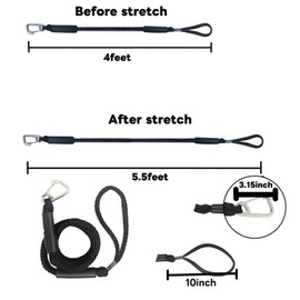 4 Feet Bungee Dock Line for Boats,Built-in Snubber,Dock Lines with Stainless Steel Clip,Boat Accessories Suitable for Kayak,Jet Ski,Pontoon, Canoe, Power Boat(Black Green/2 Pack)