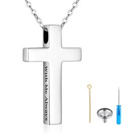 XIUDA 925 Sterling Silver Cremation Jewelry Memorial Cross Urn Necklace for Ashes Keepsake Urns Pendant Necklace for Men Women