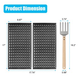 Outspark 17" Grill Grates for Charbroil Performance TRU-Infrared/Amplifire 2 Burner 463633316 463655621 Gas Grill,Emitter Plates for CharBroil G327-1100-W1 Replacement Parts,with Grill Grate Spatula