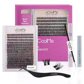 uCoolMe Flora DIY Lash Extension Kit Clusters Individual Lashes Kit springtok Beginner Friendly Lash Bond and Seal, WaterProof Lashes for For Girl DIY Eyelash Extension at Home Makeup Christmas gift Cosmetic:_Flora Kit 