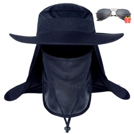 NEWYOUTH Sombrero de protección Solar Gorras de Pesca, Hombres Sombrero de Cubo de Abedul Ancho UV UPF50 + Sombreros de Sol Plegables para Pesca Senderismo Jardín Playa(Azul)