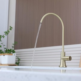 Aspasia Drinking Water Faucet for Kitchen Sink, Kitchen Water Filter Faucet Stainless Steel for Reverse Osmosis or Water Filtration System Beverage Non-Air Gap RO Faucet Brushed Gold