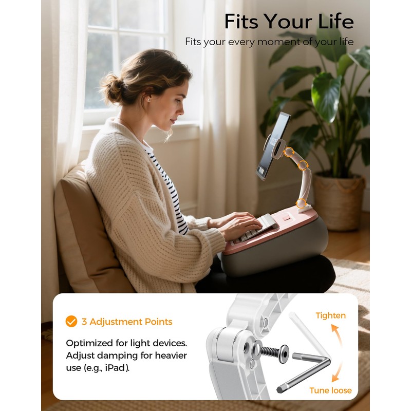2-in-1 Lap Desk & Kindle Pillow Stand with Beanbag