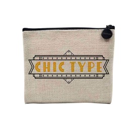 Tasche aus Leinen – Chic Typ Gentil Sympa Expression – Kosmetiktasche aus Leinen in Leinenoptik – Geldbörse – 15 x 10 cm, Schick, 15 x 10 cm, Kosmetiktasche