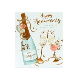 Wedding Anniversary Card - Couples Anniversary Card - For a Special Couple - Champagne Gold Foil Design