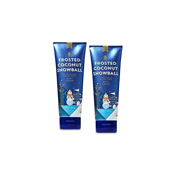 Bath and Body Works 2 Pack Frosted Coconut Snowball Ultra Shea Body Cream 8 Oz.