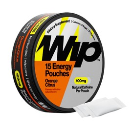 Wip Energy Pouches | 100mg Natural Caffeine | Vitamins and Minerals | Orange Citrus | 15 Pouches Per Can | 1 Can