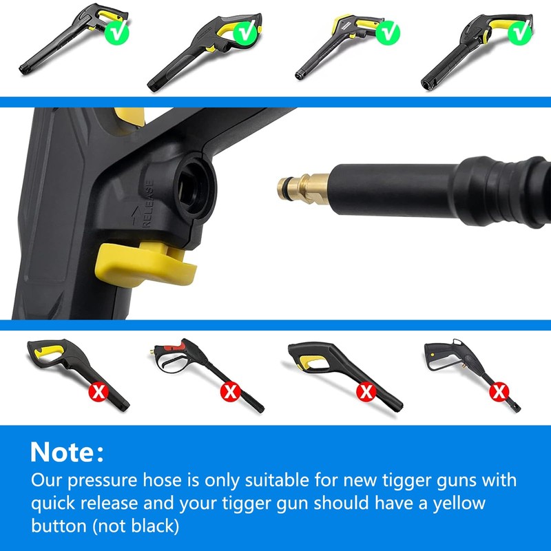 Xynovia 20M/64FT Replacement Pressure Washer Hose, High-Pressure Quick Connect Hose