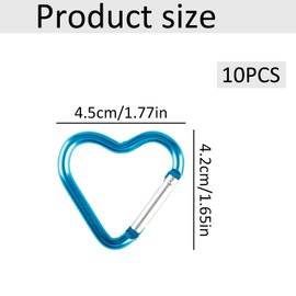 Thyonta 10 Pcs Carabiner Clip – Heart-Shaped Aluminum Carabiner Clip Mini Climbing Hook for Keychains Camping Fishing Mountains Climbing Hiking Travel (Multicolor)