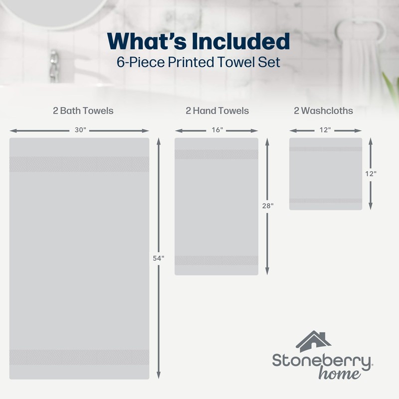 Stoneberry Home® Printed 6-Piece Towel Set Microfiber Purple Paisley