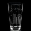 CHICAGO ILLINOIS SKYLINE Engraved Pint Beer Glass | Minimalist City