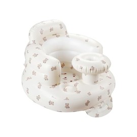 QMVESS Inflatable Baby Seat with Tray, Fully Supportive Infant Floor Seat, Baby Chairs for Entertaining, Built in Air Pump Blow Up, Learning Sit-Up Seat for Infants 3 Months & Up (Bear)