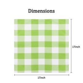 Cupuamon Buffalo Plaid Table Napkins Set of 25, 17x17 inch, Emerald and White, Poly-cotton Blend