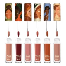 Set De 6 Labiales Velvet Yuya Larga Duración - Edición Limitada Multicolor VICKY,SOCO, AURORA, TEO, NERITA, NOSTALGIA caja azul