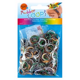 folia 339589 Rubber Loops Camouflage 500 Rubber Bands Including 25 S Clips and 1 Crochet Hook