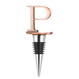 Stainless Steel Letter Wine Stopper, Food Grade Silicone Decorative Wine Stopper - Bronze Color (Letter P)