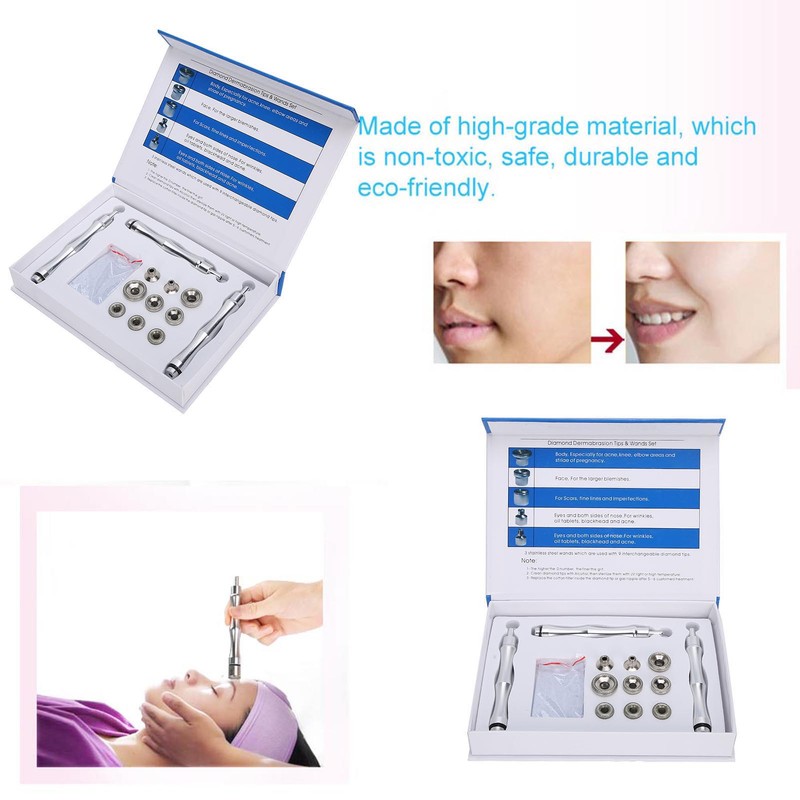 Replacement Diamond Microdermabrasion Dermabrasion Tips with Handle Stainless Steel Filter