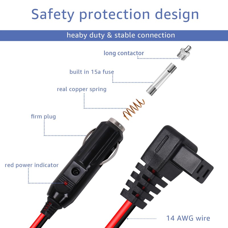kzfuli 12V/24V Car Refrigerator Power Cord is Compatible with Alpicool,