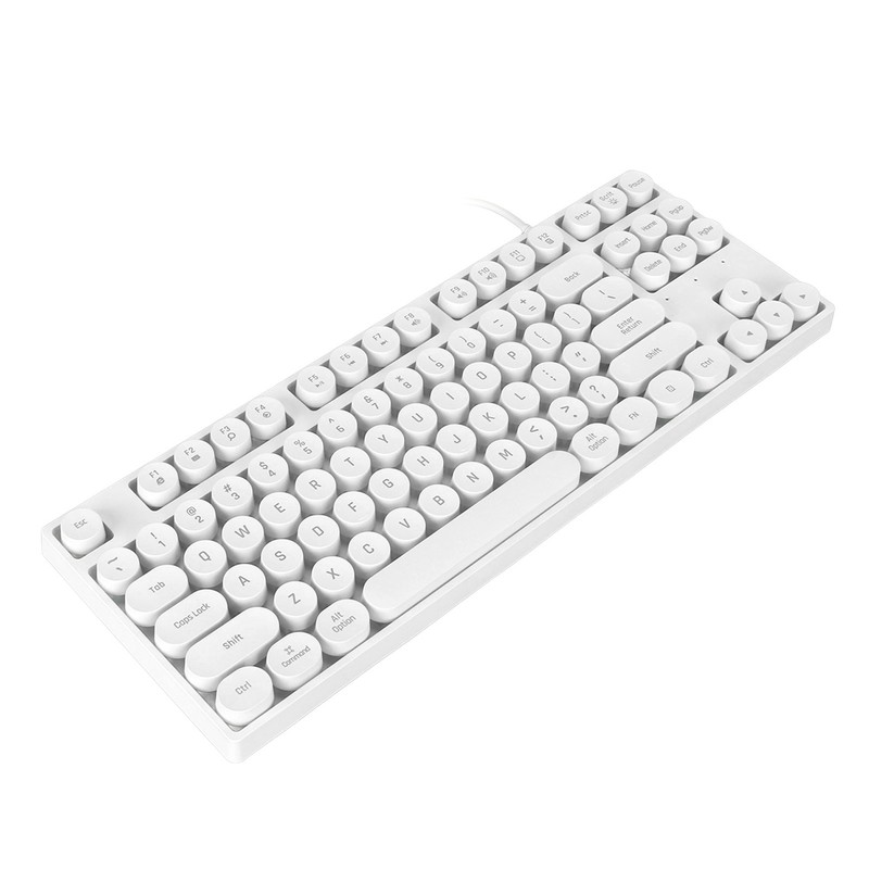 Gaming Keyboard USB Round 87 Keys Colorful Backlit Ergonomic Mechanical