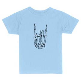 Skeleton Rock Hand Graphic Toddler Kids T-Shirt 3T Light Blue