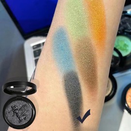 HAORQEE Black Eyeshadow, Single Eye Shadow Goth Smokey Makeup High Pigment Long Lasting Pressed Fine Powder Palette for Eye Make-Up Halloween, Christmas Gifts